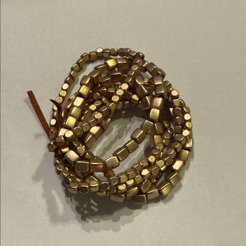 Gold Beaded Bracelet SET - 7 Gold Beaded Braceletes - BRAND NEW - Mixed Size